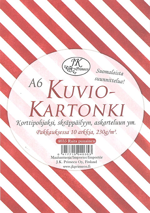 Patterned card A6 Stripe red 10pcs