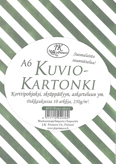 Patterned card A6 Stripe green 10pcs