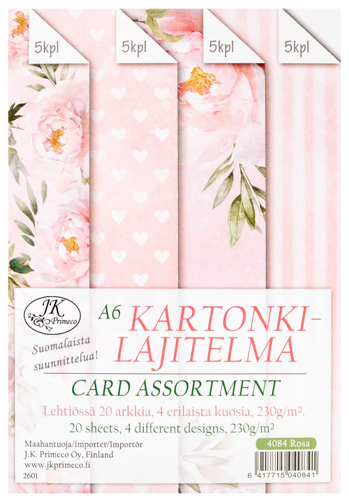 Card assortment A6 Rosa 20pcs