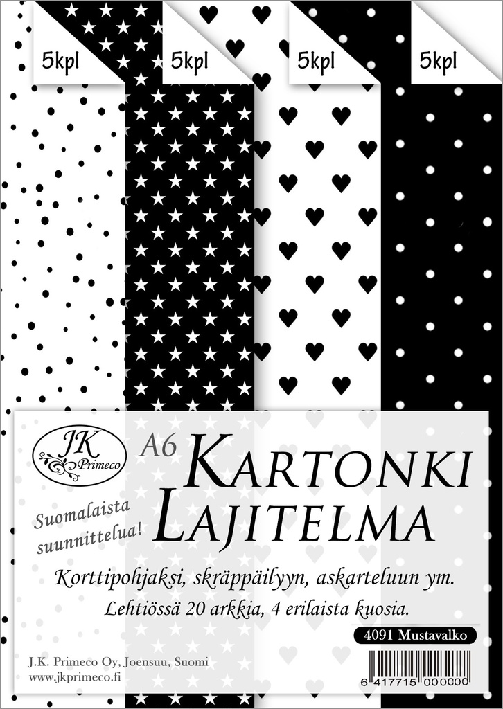 Card assortment A6 black/white 20pcs