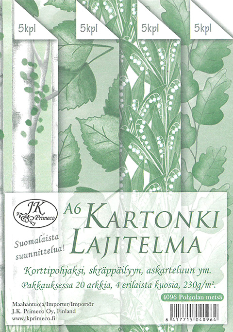Kartonkilajitelma A6 Pohjolan metsä 20ark