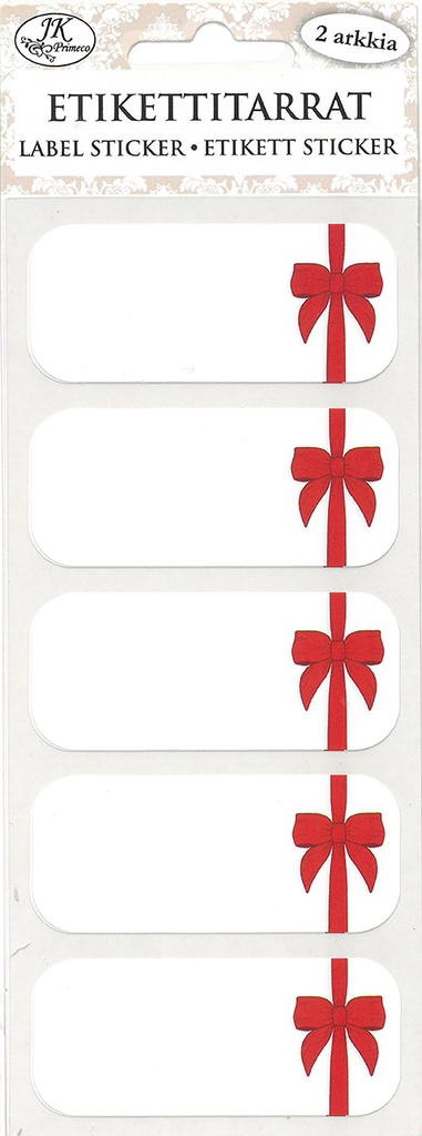 Label sticker narrow Bows red 2 sheets