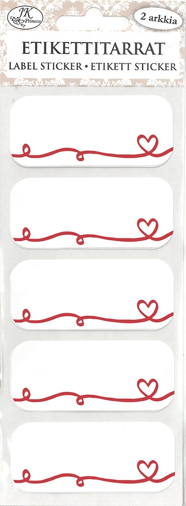 Label sticker narrow Heart red 2 sheets