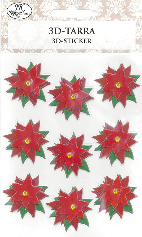 3D-sticker Poinsettia red