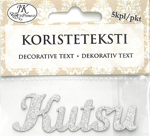 Decorative text Kutsu glitter hopea 5pcs