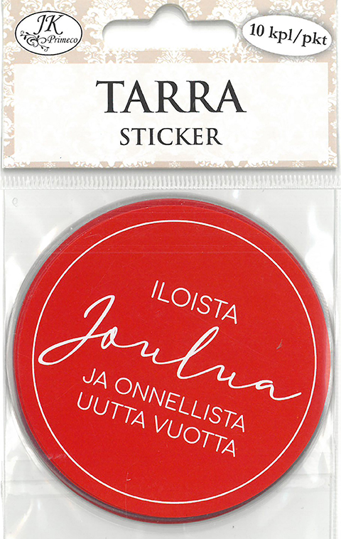 Sticker round Jouluteksti punainen 10pcs