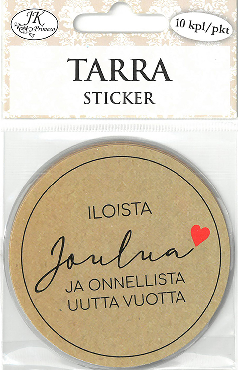 Sticker round Jouluteksti natur 10pcs