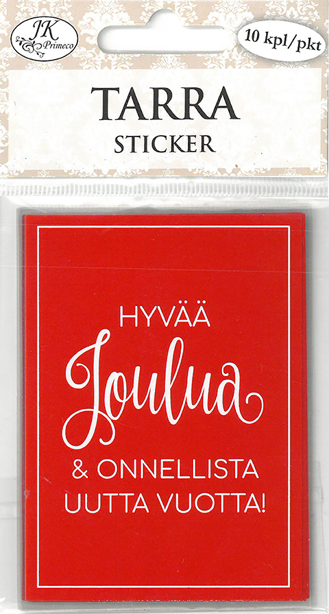 Sticker rectangle Jouluteksti punainen 10pcs