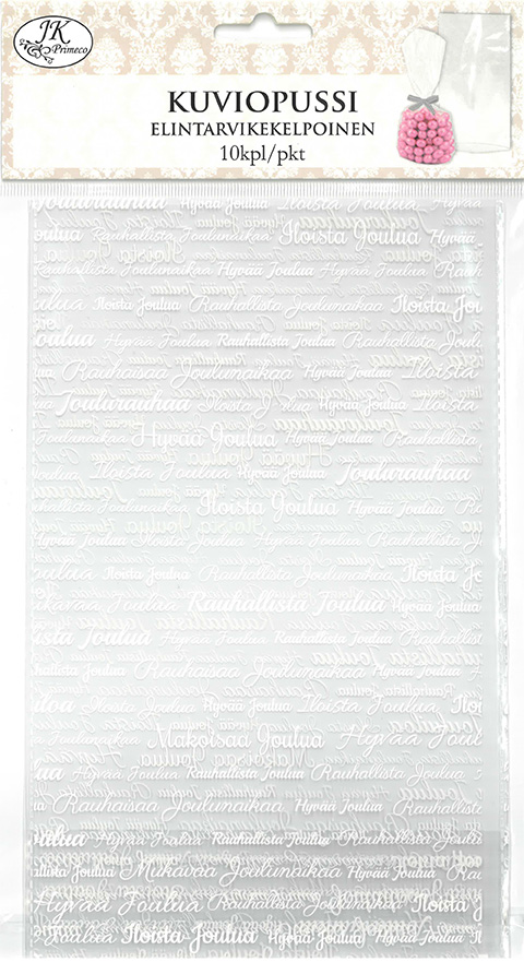 Clear bag Jouluteksti valkoinen 10pcs