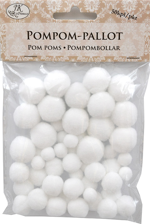 Pom poms white 50pcs