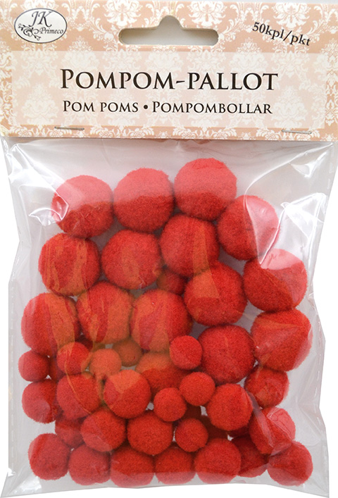 Pom poms red 50pcs