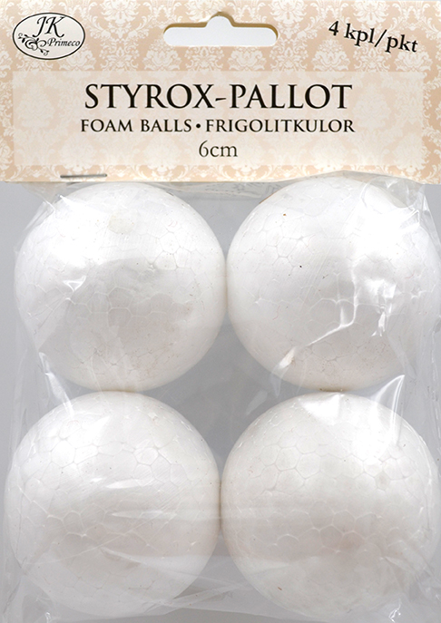 Styrofoam balls 6cm 4pcs