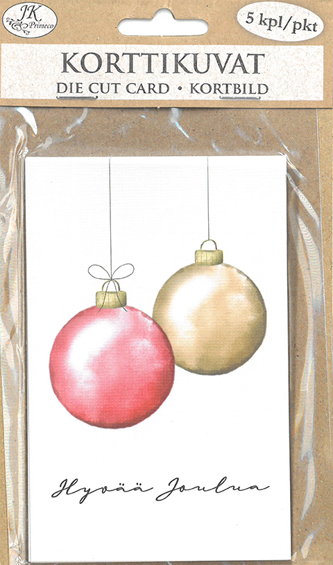 Die cut card Lumo Kuura joulupallo 5pcs