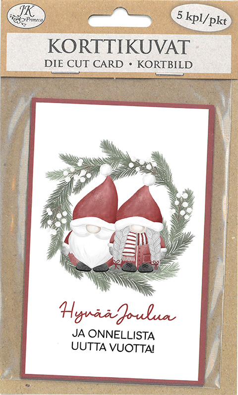 Die cut card Pukki ja muori kranssi 5pcs