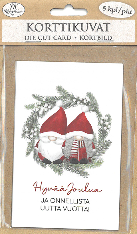 Die cut card Pukki ja muori kranssi 5pcs