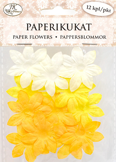 Paper flowers big yellow 12pcs