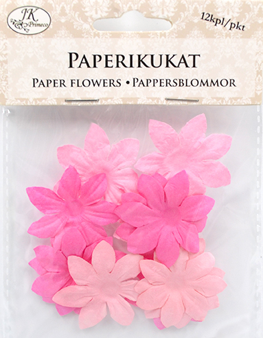 Paper flowers big pink 12pcs
