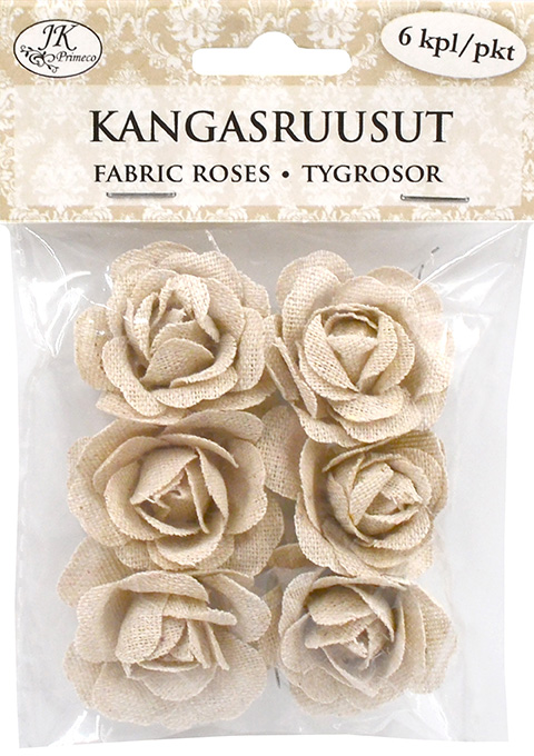 Fabric roses natural 6pcs