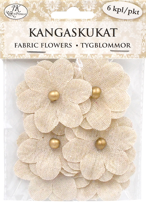 Fabric flowers natural 6pcs
