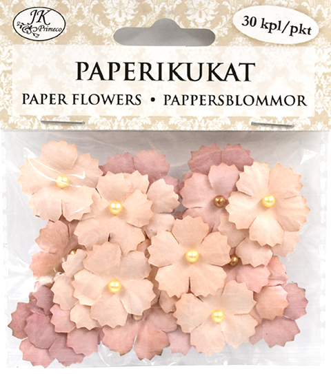 Paper flowers with beads small rose 30pcs