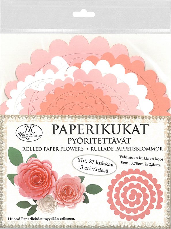 Rolled paper flowers rose 27pcs