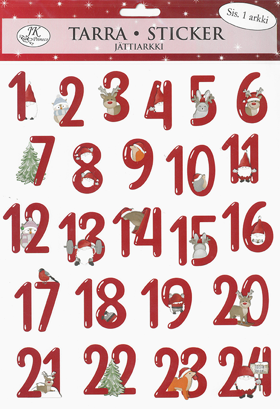 Giant sticker Christmas calendar numbers red