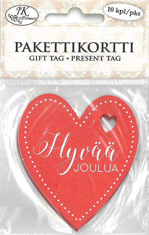 Gift tag Sydän punainen 10pcs