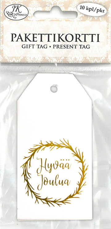 Gift tag Jouluteksti kultafolio 10pcs