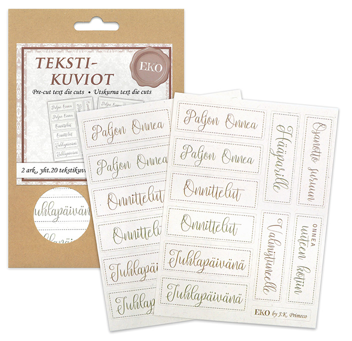 Eco text die cuts Onnittelut 2pcs
