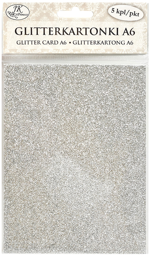 Glitter card A6 silver 5pcs