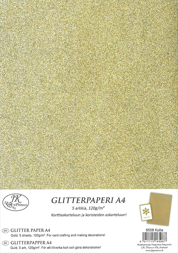 Glitter paper A4 gold 5pcs