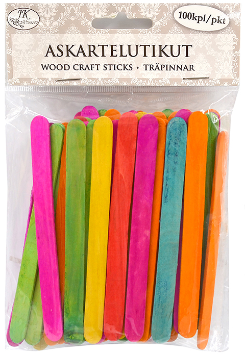 Wood craft sticks color assortment 100pcs