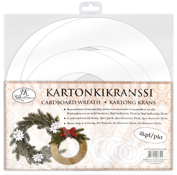 Cardboard wreath white 4pcs