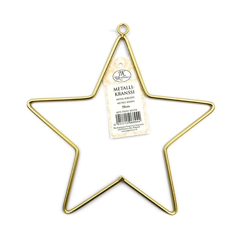 Metal wreath 19cm Star gold