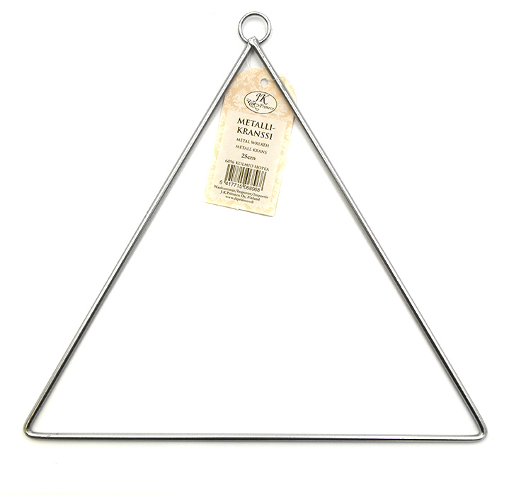 Metal wreath 25cm triangle silver