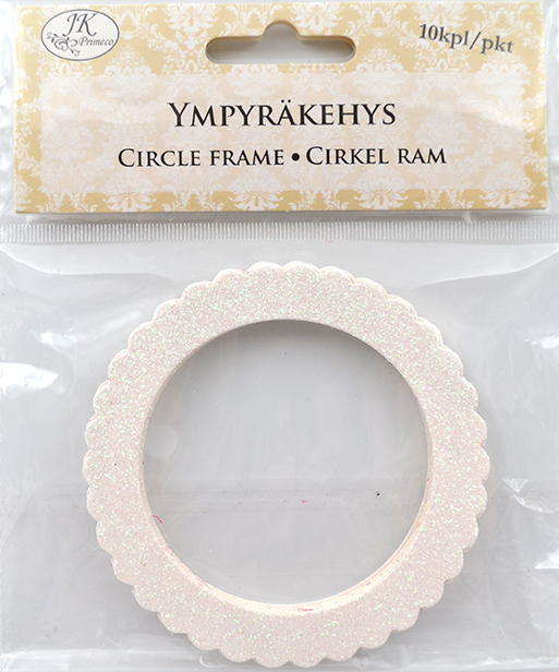 Circle frame glitter white 10pcs