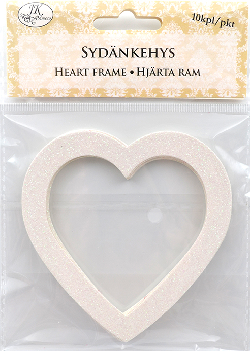 Heart frame glitter white 10pcs