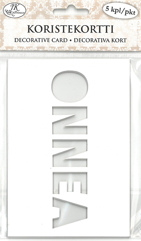 Decorative card Onnea valkoinen 5pcs