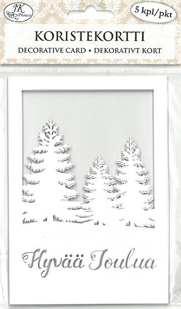 Decorative card Maisema ja teksti valkoinen 5pcs