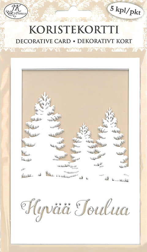 Decorative card Maisema ja teksti valkoinen 5pcs