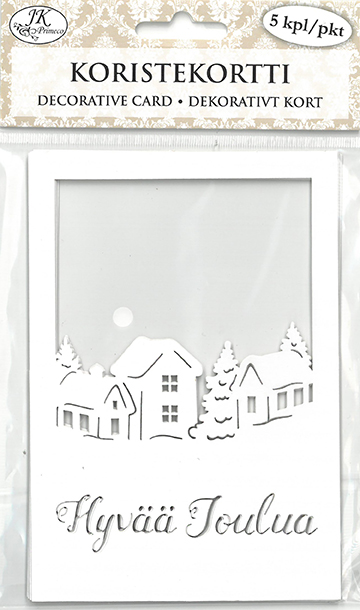 Decorative card Talot ja teksti valkoinen 5pcs
