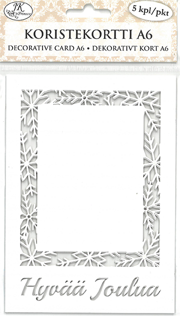 Decorative card A6 Lumihiutalereuna ja teksti white 5pcs