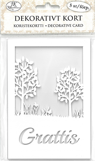 Decorative card Grattis vit 5st
