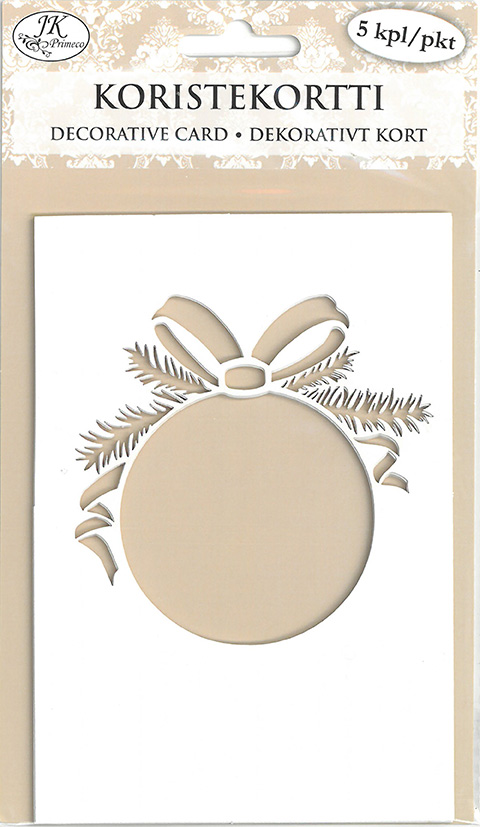 Decorative card Christmas ball white 5pcs