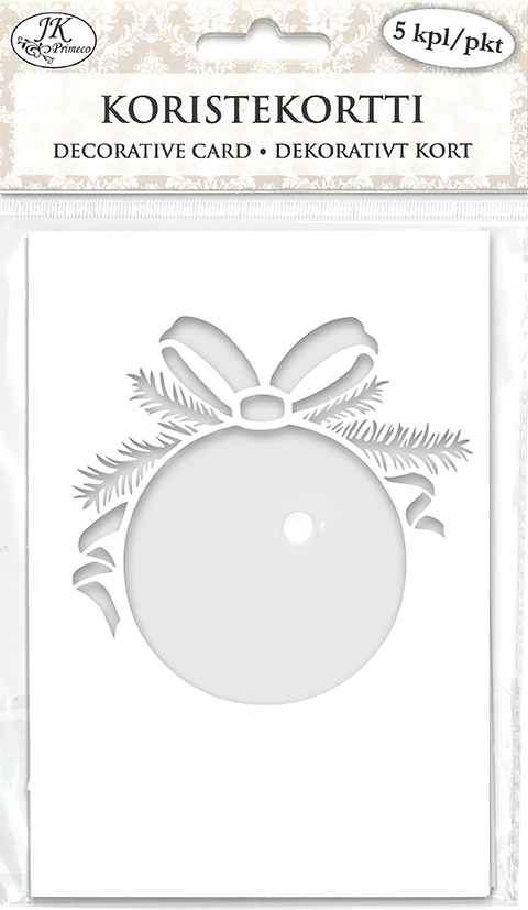 Decorative card Christmas ball white 5pcs