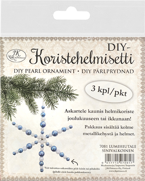 DIY-Pearl ornament set Snowflake blue/white 3pcs