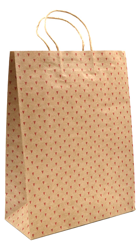 Gift bag XL Heart red recycled brown