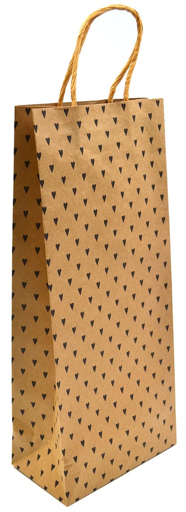 Bottle paper bag Heart black recycled brown