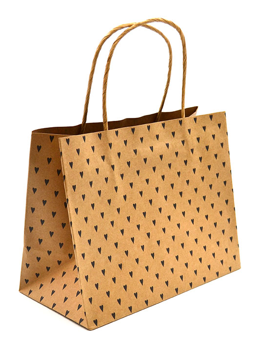 Gift bag S Heart black recycled brown