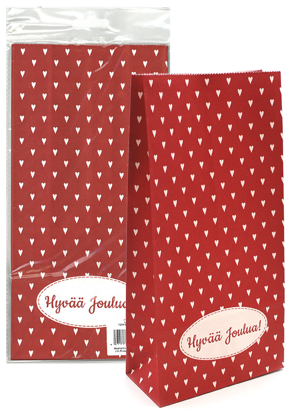 Paper bag Sydän punainen 5pcs